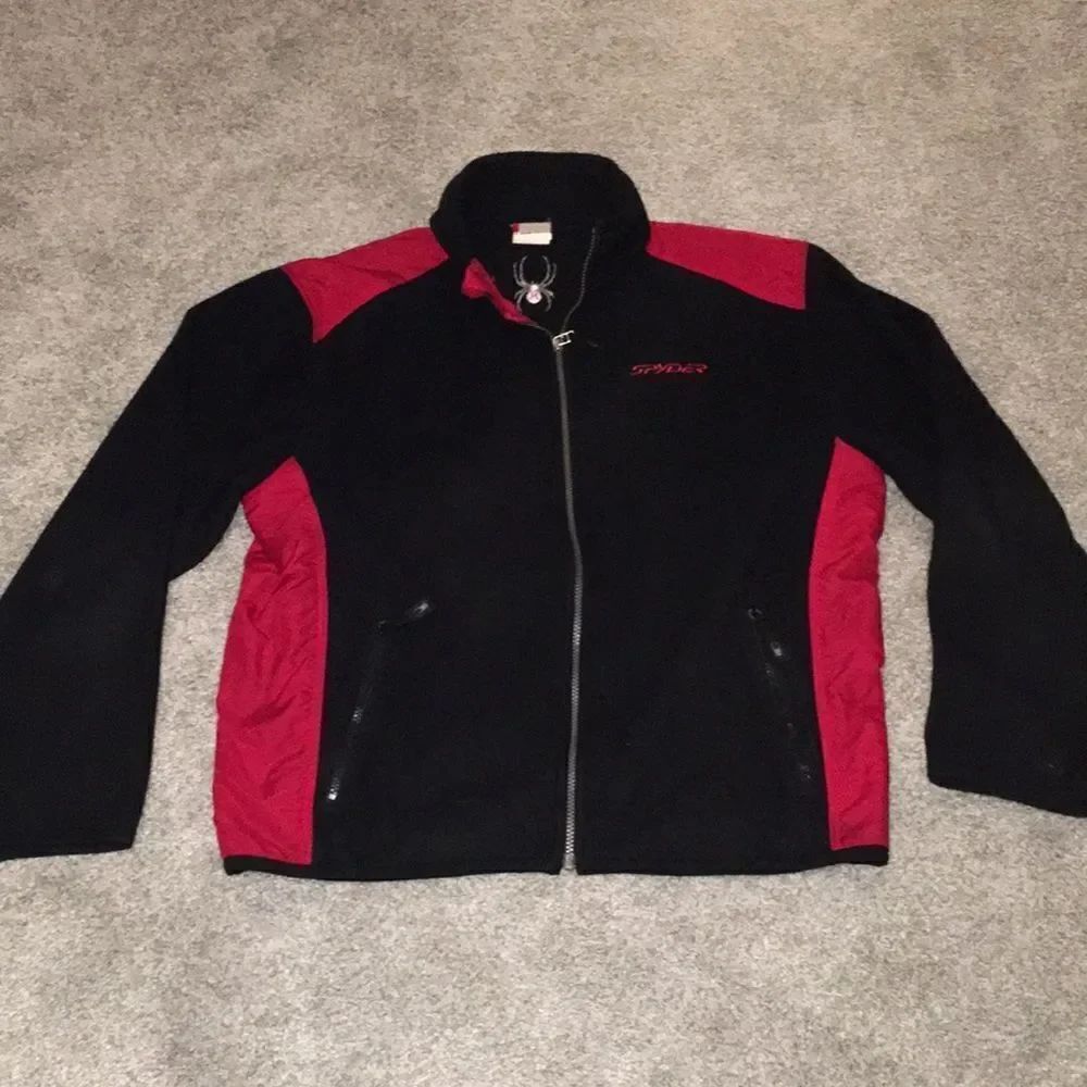 Black w/Red trim Spyder polar thermal fleece ski winter zipper snowboard jacket